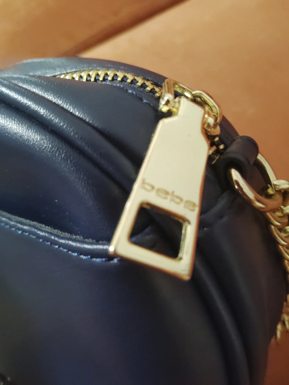 Bebe Sophia Quilted Canteen Navy Crossbody with Gold Hardware!